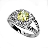 Sterling Silver Ring with Peridot CZ - Size: 5-9