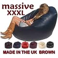 XXX-L BEANBAGS HUGE MEGA SIZE BROWN BEAN BAG 16CUFT FAUX LEATHER BEANBAG GAMING CHAIR