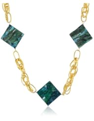 Devon Leigh Gold-Tone Chrysocolla Long Necklace, 34"