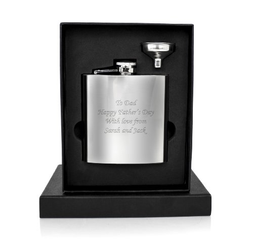 Personalised 6oz Hip Flask YOUR MESSAGE ENGRAVED FREE, Birthday, Wedding, Anniversary Gift