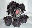 Scented Rose Shaped Soaps in Heart Box - Black with Satin Ribbon & Thank You Card - Wedding Favors