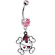 Pink Mohawk Skull Belly Ring