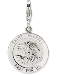 Sterling Silver Saint Michael Medal with Lobster Clasp Charm