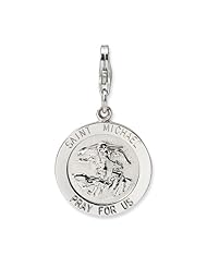 Sterling Silver Saint Michael Medal w/Lobster Claw Clasp Clasp Charm