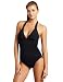 Calvin Klein Women's Shirred Halter One Piece Swimsuit, Black, 14