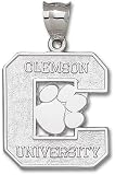 Clemson Tigers Giant 1 1/4 W x 1 3/8 H C with Paw Pendant - Sterling Silver Jewelry