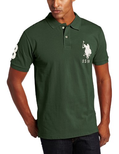 U.S. Polo Assn. Men's Solid Short Sleeve Pique Polo, Winter Pine, XX-Large
