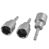 uxcell　ソケットビット 六角ドライバービット　六角スパナナットセッタードライバービット　3個シャンクパワーツールグレー