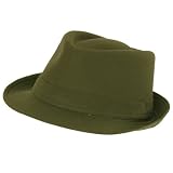 COTTON PIQUE FEDORA TRILBY HAT STINGY BRIM DARK OLIVE - LARGE / EXTRA LARGE