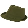 COTTON PIQUE FEDORA TRILBY HAT STINGY BRIM DARK OLIVE - LARGE / EXTRA LARGE