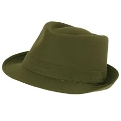 COTTON PIQUE FEDORA TRILBY HAT STINGY BRIM DARK OLIVE - LARGE / EXTRA LARGE