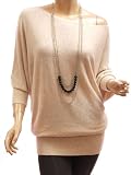 Patty Women Comfy On/One Shoulder Wool Blend Wing Sleeve Jumper Top