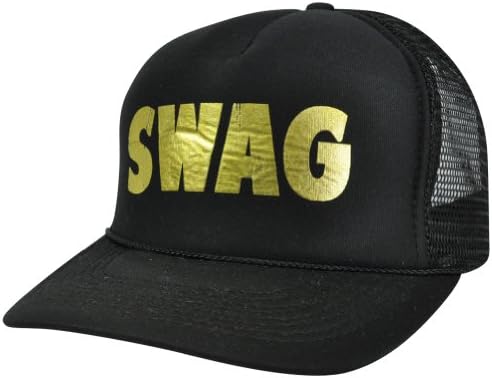 Swag Gold Mesh Trucker Foam Snapback Black Cool Fresh Style Party Funny Hat Cap