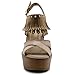 Ollio Womens Shoe Burnish Vintage Faded Fringe Wedge Heel Sandal