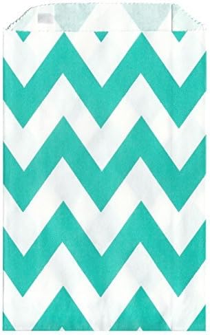 Chevron Stripe LIGHT AQUA Food Treat &amp; Favor Paper Bags 24 Pk 5X7 - Twilight Parties