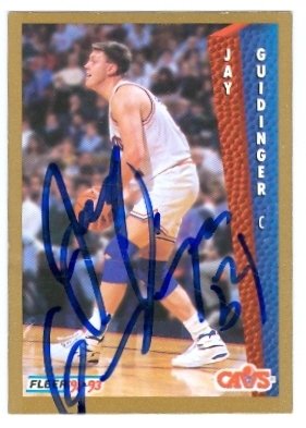 Jay Guidinger Autographed/Hand Signed Basketball card (Cleveland Cavaliers) 1992 Fleer #318