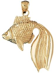Dazzlers Solid 14k Gold Goldfish Charm Pendant Available in three colors from jewelsberry (weights: 6.3 grams only)