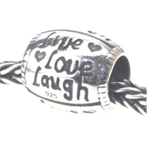 Live Love Laugh Bead Charm Solid Sterling Silver with 925 stamped For 3mm Snake Chain Bracelets