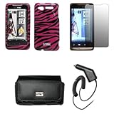 EMPIRE Black Leather Case Pouch with Belt Clip and Belt Loops + Hot Pink an ....