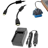 GTMax NP-FH50 Battery Charger with Car Adapter + 6FT Mini HDMI Cable + LCD PVC Cleaner for Sony HX100V, DSLR A330 A230 A380 A290 A390 ,DSC-HX1 Camera