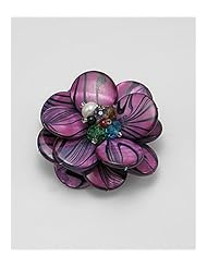Flower Dyed Mother of Pearls Brooch In White Base