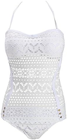 Feverishop women's Hollow Out Swimwear Crochet Beach Swimsuit One Piece Knit Bikini Bathing Suits