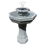 Alpine PIN104 Solar Polyresin Solar Birdbath by Alpine