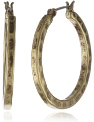 Lucky Brand Gold-Tone Small Hammered Round Hoop Earrings