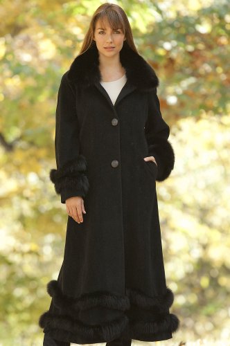 Womens Harlow Cashmere-Blend Coat Fur Trim