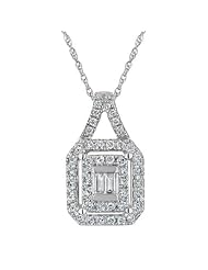 Baguette and Round Diamond Pendant 3/8ctw