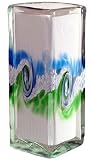 Kitras Art Glass Van Glow Floral Blown Glass Vase - Blue & Green Swirls