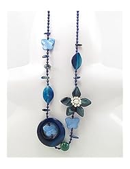 Flower Cotton Blue Agate Necklace