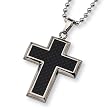 Titanium and Black Carbon Fiber Polished Cross (44mm) on 22 Inch Bead Chain