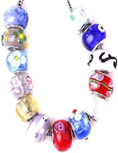 Samonica Top Quality 50Pcs Mix Silver Plate FACETED STYLE Murano Lampwork European Glass Crystal Charms Beads Spacers Fit Pandora Troll Chamilia Carlo Biagi Zable Snake Chain Charm Bracelets