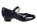 Girls Low Heel Girls Dress Shoe with Rhinestone Strap (2, Black Patent)