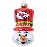 NFL Kansas City Chiefs Blown Glass Top Hat Snowman Ornament