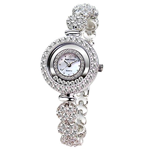 Royal Crown Rh65308b21 Luxury Jewelry Quartz Wrist Watch Mother of Pearl Dial Silver Bracelet Strap