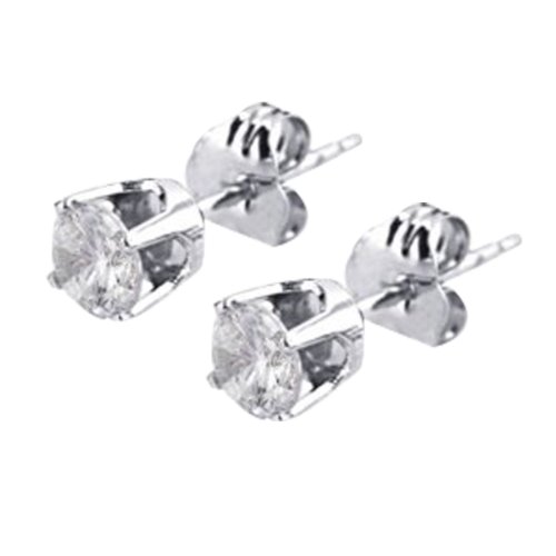 14k White Gold, Round, Diamond Stud Earrings (1/2 cttw, J-K Color, I2-I3 Clarity)