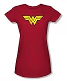 Wonder Woman Logo Juniors S/S T-shirt in Red by DC Comics