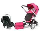 Petite Star Kurvi3 Travel System with Accessory Pack / Liner / Ali Handle Car Seat - Pink Fizz