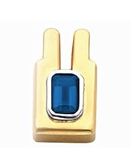 18K Two-Tone Gold Emerald Cut Chatham Created Sapphire Pendant -- LIFETIME WARRANTY