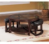 41aLjbjlEtL. SL160  Brussel Round Cocktail Table with 4 Ottomans