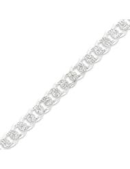 Sterling Silver 10.5mm Pave Curb Chain - 8 Inch