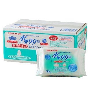 水99% トイレに流せるふきとりシート　90枚×12個パック
