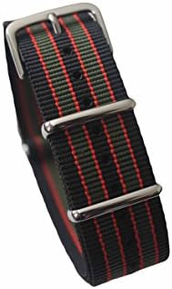 Watch Aficionado 24 - Watch Bands Straps - Choice Of Color 20mm Premium Heavy Duty Durable Ballistic NATO Nylon James Bonds Style Straps (Black red green, 20mm)
