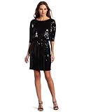 Karen Kane Women's Belted Sequin Dolman Dress, Medium, Black