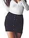 Allegrace Women Sexy Lace Up Bodycon Faux Suede Fashion Big Pocket Mini Skirt Black S