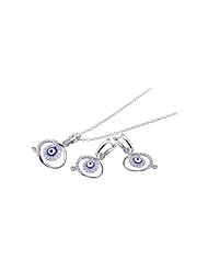 Nickel Free Sterling Silver Pendant & Earring Sets Evil Eye CZ Set