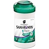 Sani Professional NICP43572 San-Hands II Sanitizing Wipes, 5"w x 6"l, White, 150/Canister