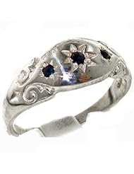 925 Solid Sterling Silver Natural Sapphire Antique style Gypsy band Ring - Finger Sizes 4 to 12 Available